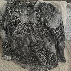 Animal Print Button-Up Blouse The  Kooples S